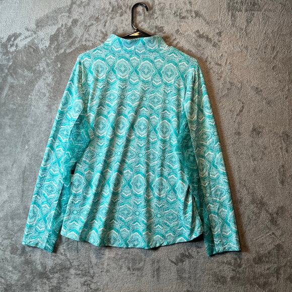 IBKUL VENETIAN TILES JADE Long Sleeve Mock Golf Shirt Size XL New - Picture 5 of 9